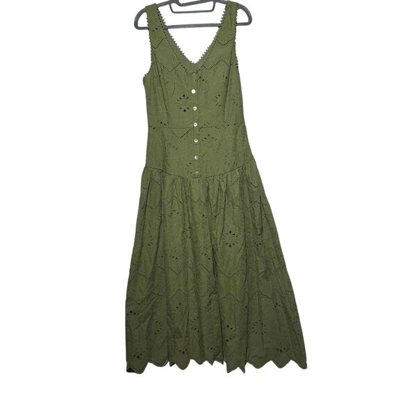 House of Harlow 1960 Dresses & Skirts - House of Harlow 1960 NWT Olive Green Eyelet Midi Dress Cottagecore Praire Size 4